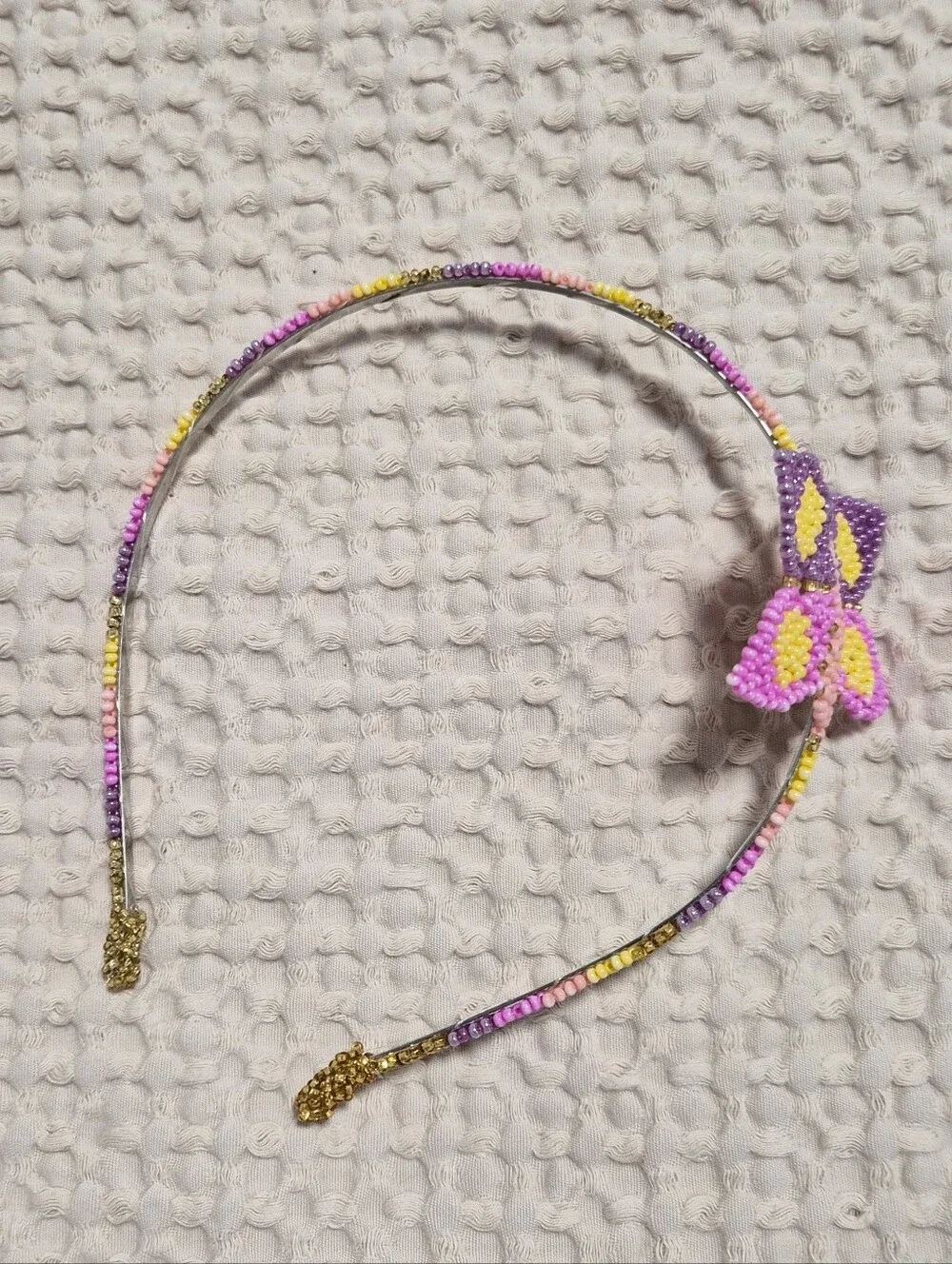 Beaded Pink Butterfly Kids Headband